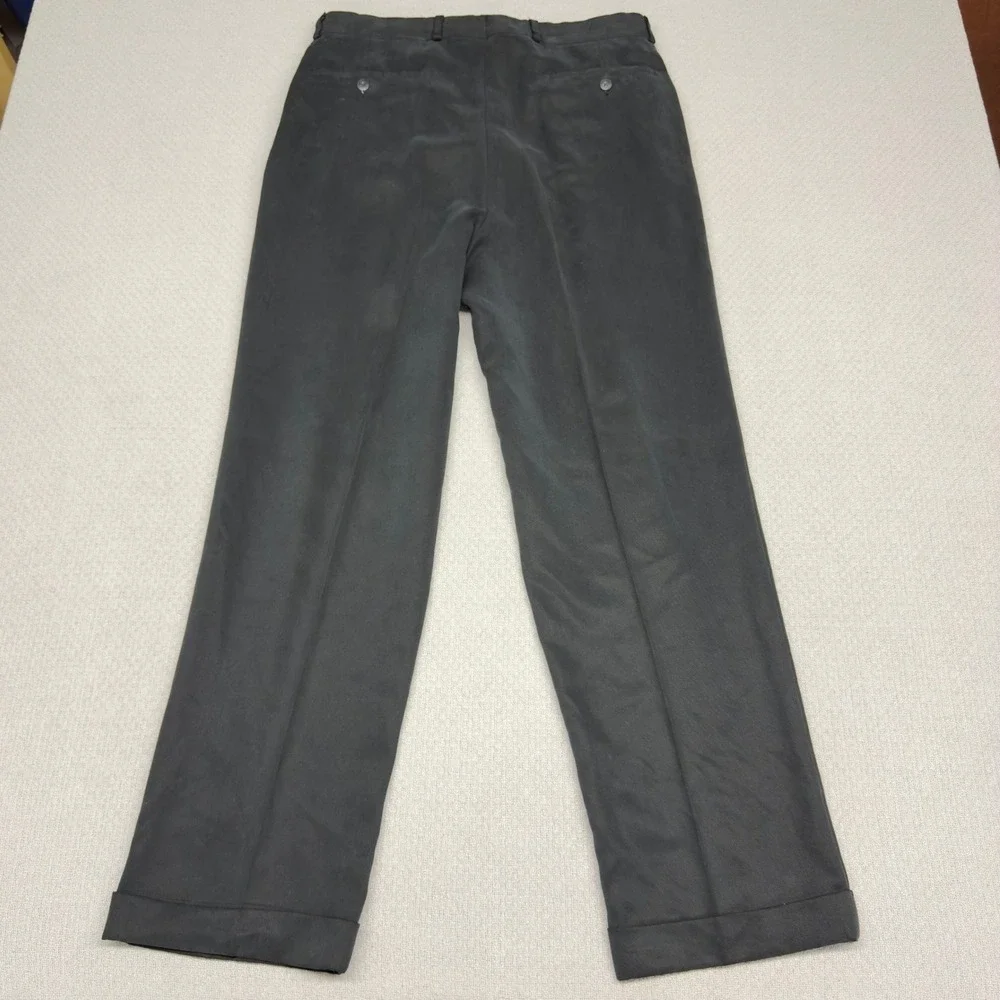 Ralph Ralph Lauren Pants Mens 34x32 Black Pleated Cuffed Trousers Formal